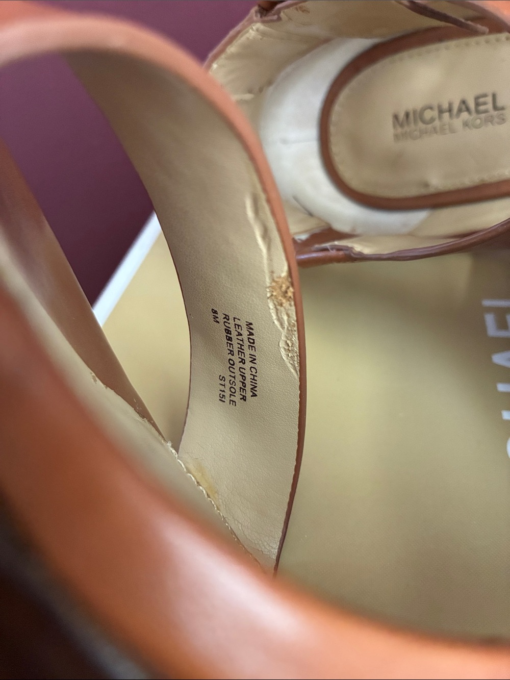 Michael Kors Luggage Leather Josephine Open Toe High Heel Sandals - Picture 8 of 9